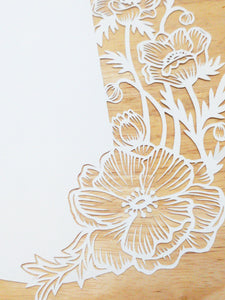 Original Papercut with Custom text - Anemones - Handcut Paper art