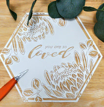 Customised Original Papercut - King Protea Hexagon - Handcut Paper Art